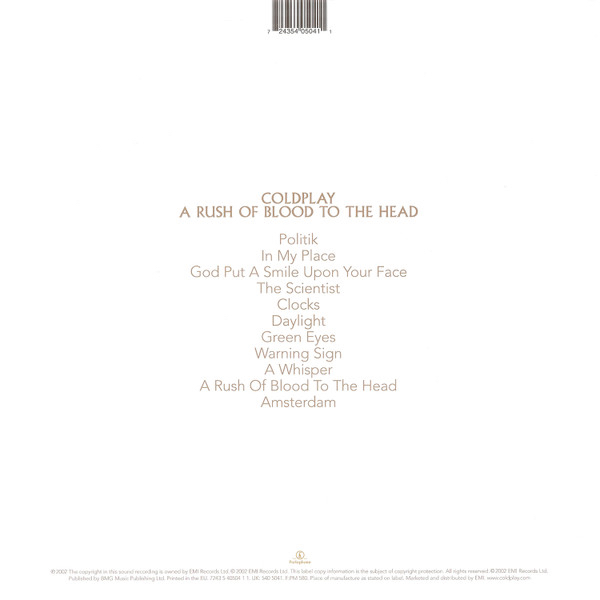 Coldplay - A Rush Of Blood To The Head (RE, EU, 2002)