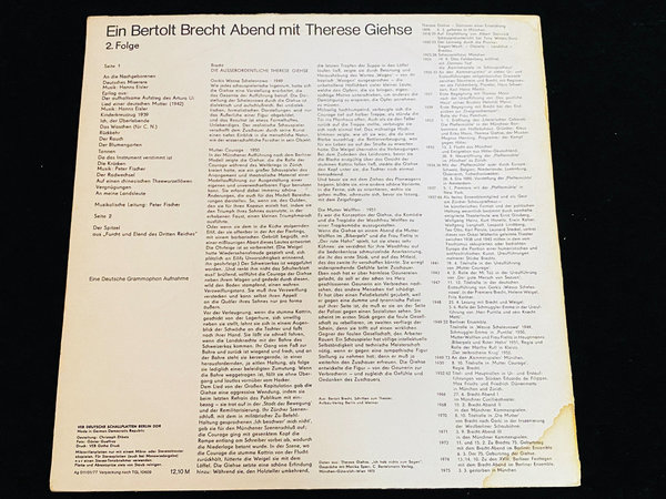 Bertolt Brecht & Therese Giehse - Ein Bertolt Brecht Abend Mit Therese (Folge 2) (DDR, 1975)