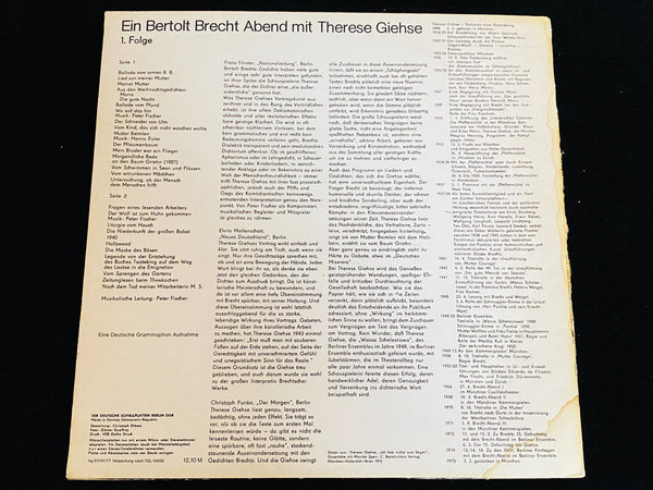 Bertolt Brecht & Therese Giehse - Ein Bertolt Brecht Abend Mit Therese (Folge 1) (DDR, 1975)