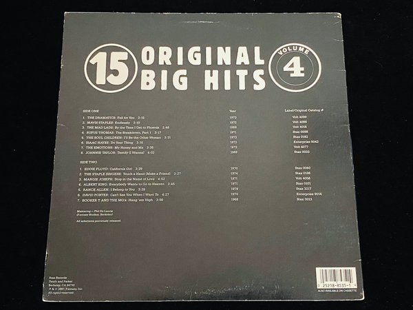 Various - Stax 15 Original Big Hits Vol. 4 (US, 1987)