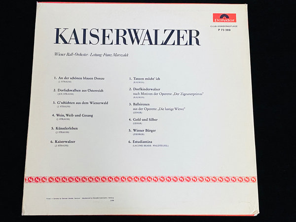 Wiener Ball-Orchester - Franz Marszalek - Wiener Walzer (Club Edition, Stereo, DE, 1966)
