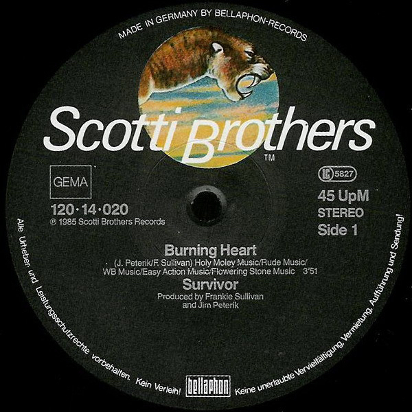 Survivor - Burning Heart (Maxi-Single, DE, 1985)