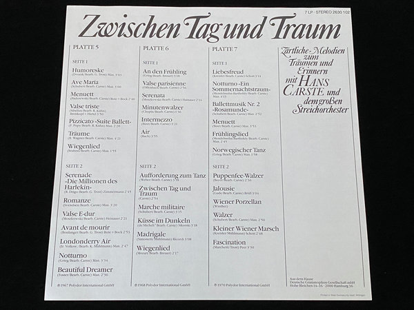Hans Carste & Das Große Streichorchester - Zwischen Tag und Traum (Boxset, DE-Press)